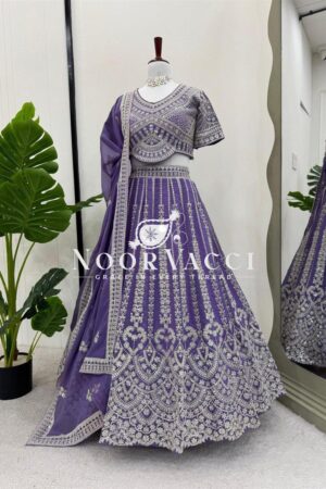 Shop Elegant Faux Georgette Lehenga Set with Coding Dori & Sequin Work