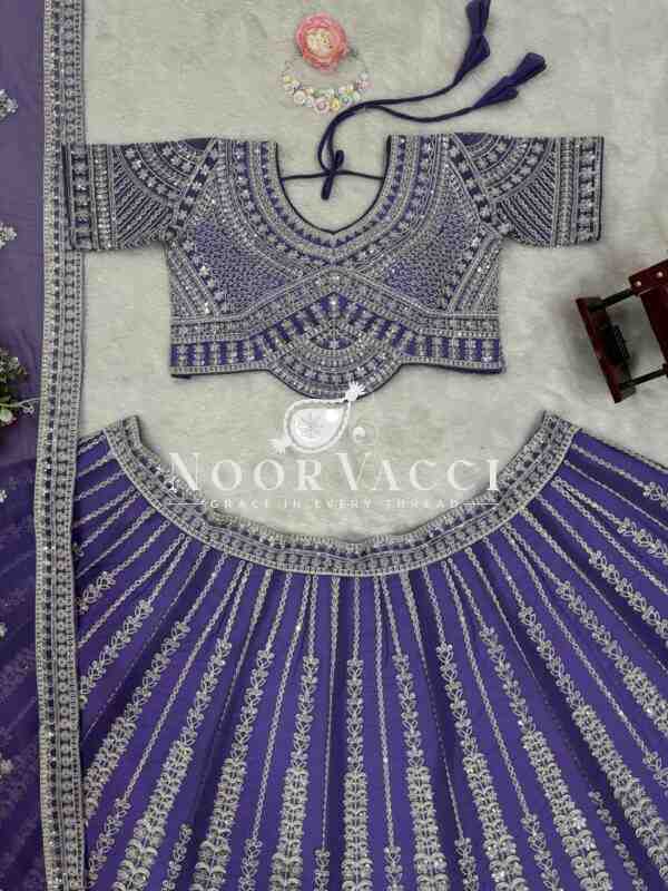 Elegant Faux Georgette Lehenga Set with Coding Dori & Sequin Work - Image 7