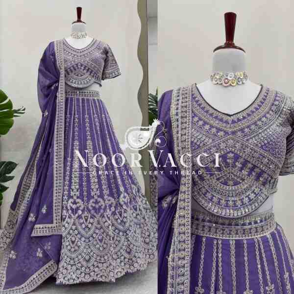 Elegant Faux Georgette Lehenga Set with Coding Dori & Sequin Work - Image 4