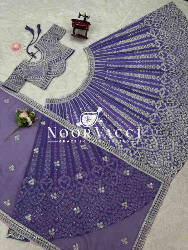 Elegant Faux Georgette Lehenga Set with Coding Dori & Sequin Work - Image 9