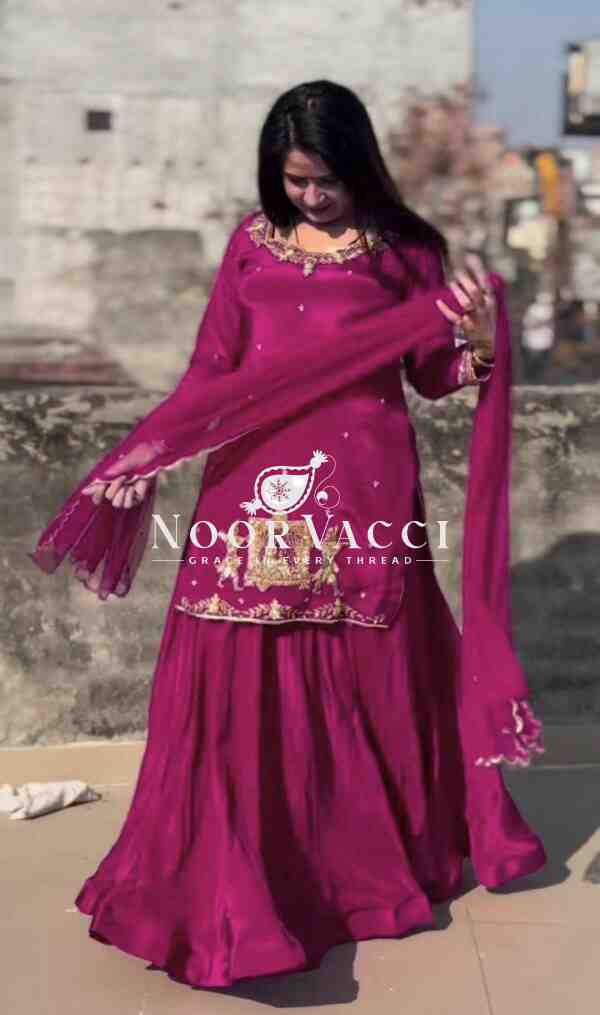 Natural Crepe Silk Lehenga Set with Thread & Sequin Work and Net Dupatta - Image 2