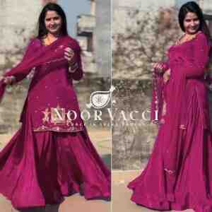 Natural Crepe Silk Lehenga Set with Thread & Sequin Work and Net Dupatta