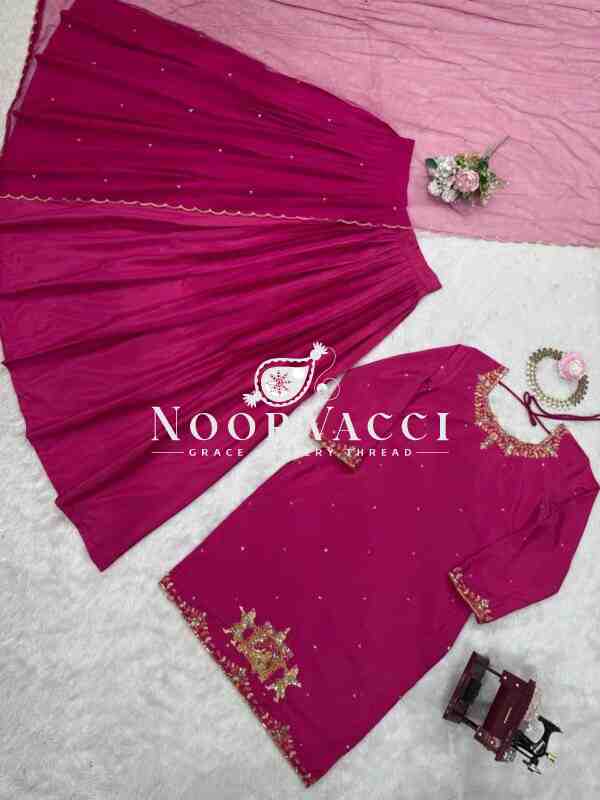 Natural Crepe Silk Lehenga Set with Thread & Sequin Work and Net Dupatta - Image 7