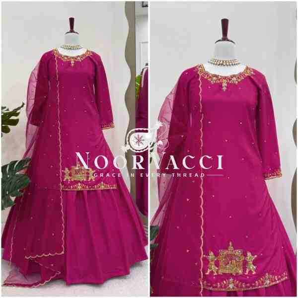 Natural Crepe Silk Lehenga Set with Thread & Sequin Work and Net Dupatta - Image 4