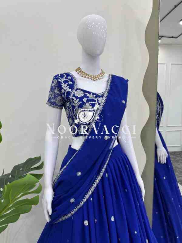 Lehenga Saree with Ruffle Style and Sequins Embroidery - Image 4