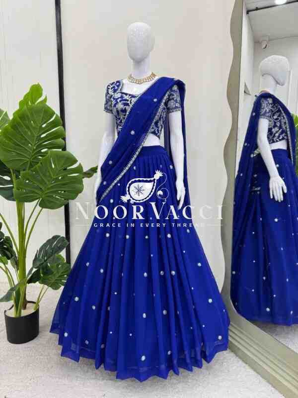 Lehenga Saree with Ruffle Style and Sequins Embroidery - Image 3