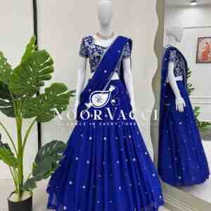 Lehenga Saree with Ruffle Style and Sequins Embroidery