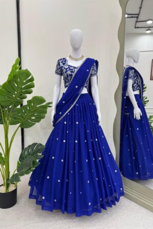 Buy Lehenga Saree with Ruffle Style and Sequins Embroidery