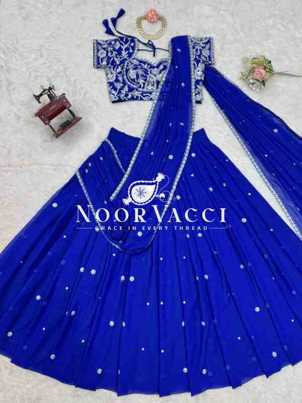 Lehenga Saree with Ruffle Style and Sequins Embroidery - Image 5
