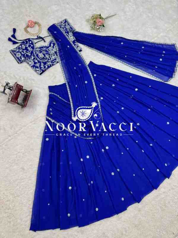Lehenga Saree with Ruffle Style and Sequins Embroidery - Image 6