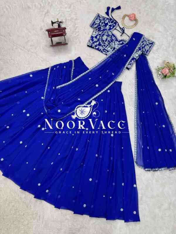 Lehenga Saree with Ruffle Style and Sequins Embroidery - Image 8