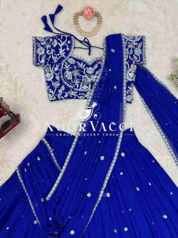 Lehenga Saree with Ruffle Style and Sequins Embroidery - Image 9