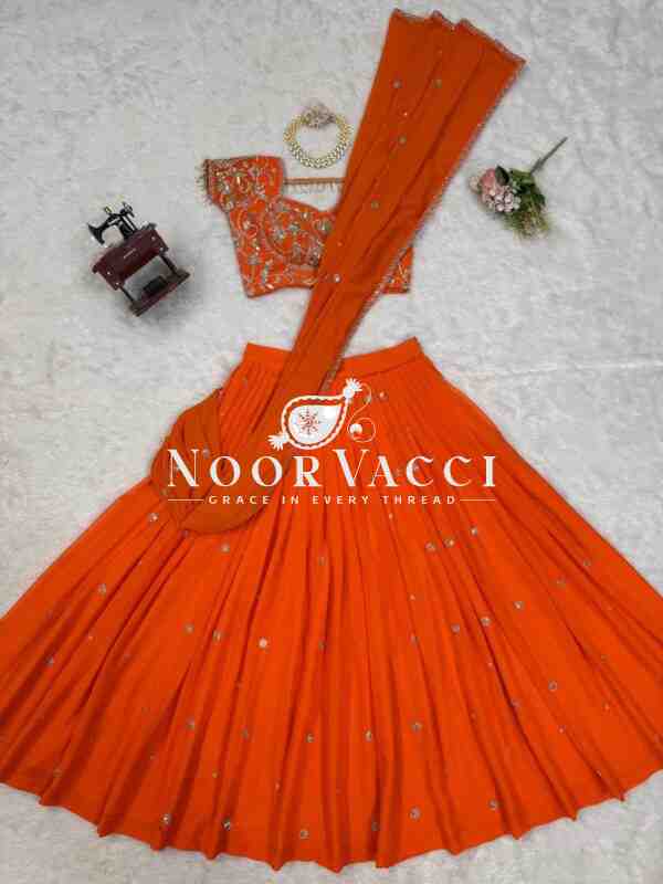 Lehenga Saree with Ruffle Style and Sequins Embroidery - Image 4