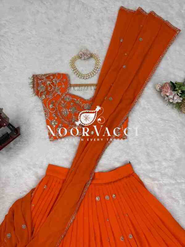 Lehenga Saree with Ruffle Style and Sequins Embroidery - Image 6