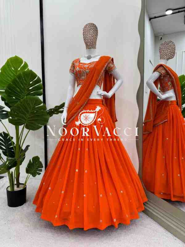 Lehenga Saree with Ruffle Style and Sequins Embroidery - Image 2