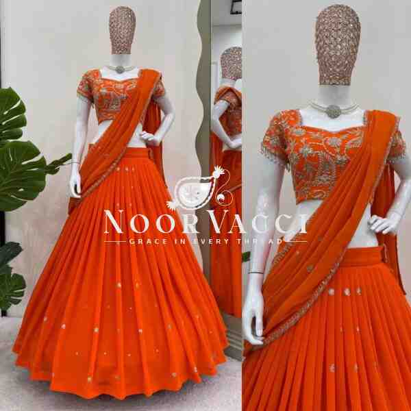 Lehenga Saree with Ruffle Style and Sequins Embroidery - Image 3