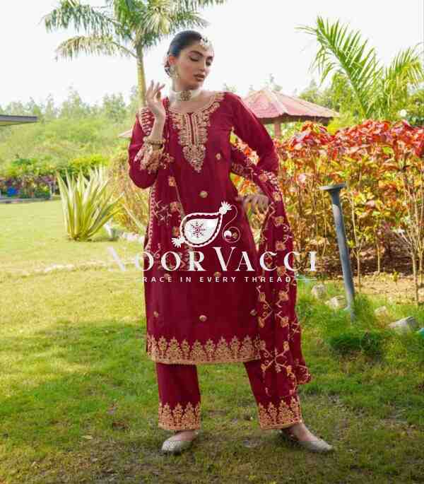 New Designer Embroidered Chinon Suit - Image 7