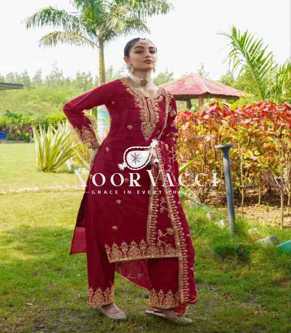 New Designer Embroidered Chinon Suit - Image 4