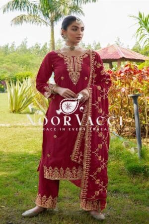 Shop Designer Embroidered Chinon Suit