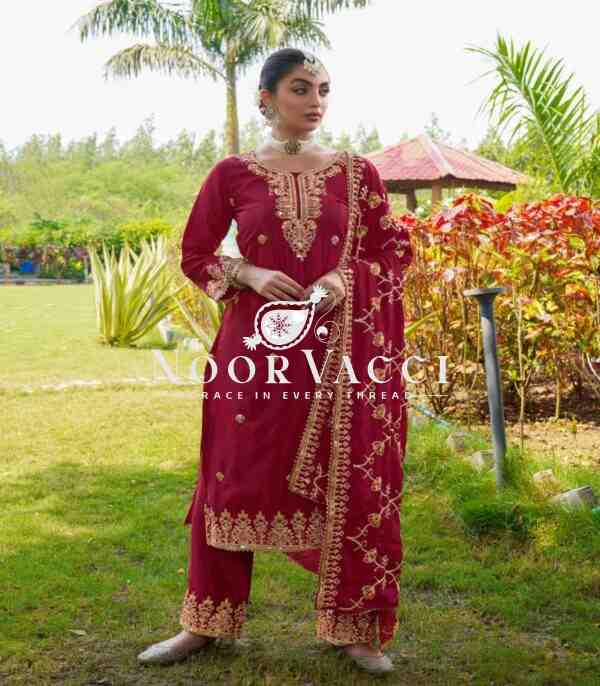 New Designer Embroidered Chinon Suit