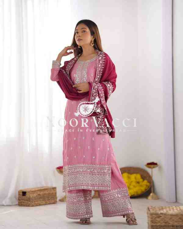 Chinnon Silk Embroidered Festival Set with Dupatta – Ready to Wear - Image 3