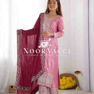 Chinnon Silk Embroidered Festival Set with Dupatta – Ready to Wear
