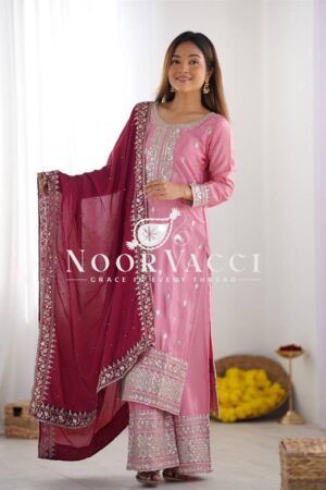 Buy Chinnon Silk Embroidered Festival Set with Dupatta – Ready to Wear