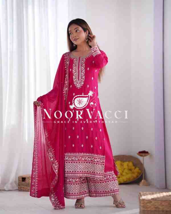 Chinnon Silk Embroidered Festival Set with Dupatta – Ready to Wear - Image 3