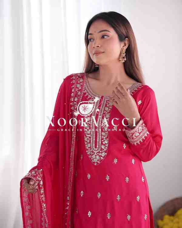 Chinnon Silk Embroidered Festival Set with Dupatta – Ready to Wear - Image 2