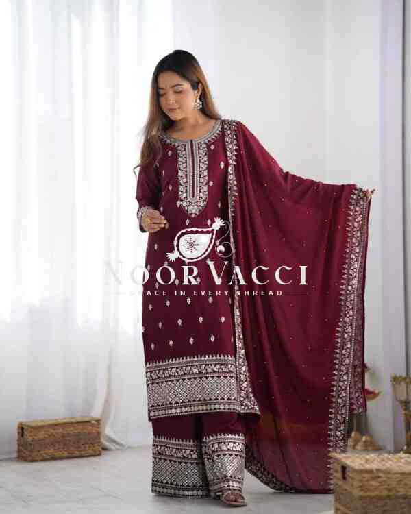 Chinnon Silk Embroidered Festival Set with Dupatta – Ready to Wear - Image 3