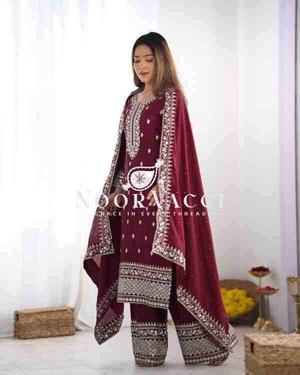 Chinnon Silk Embroidered Festival Set with Dupatta – Ready to Wear - Image 2