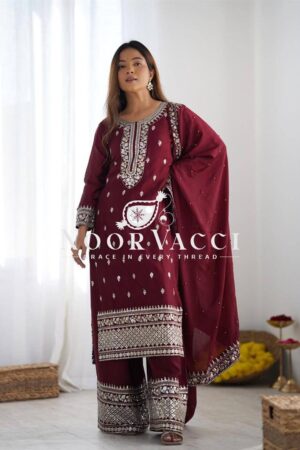 Buy Chinnon Silk Embroidered Festival Set with Dupatta – Ready to Wear