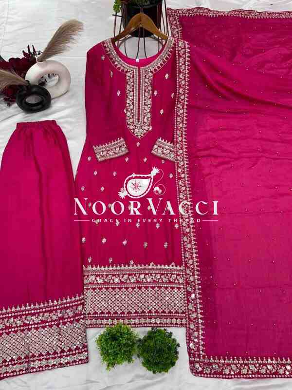 Chinnon Silk Embroidered Festival Set with Dupatta – Ready to Wear - Image 5