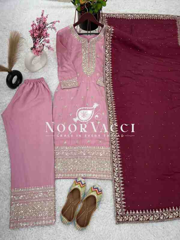 Chinnon Silk Embroidered Festival Set with Dupatta – Ready to Wear - Image 5