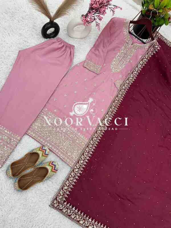 Chinnon Silk Embroidered Festival Set with Dupatta – Ready to Wear - Image 6