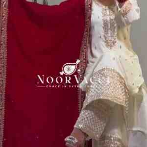 Chinnon Silk Embroidered Pant Set with Dupatta