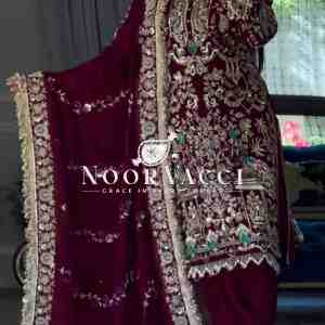 Natural Crepe Embroidered Top with Dhoti Salwar & Dupatta – Full Stitched Party Ensemble