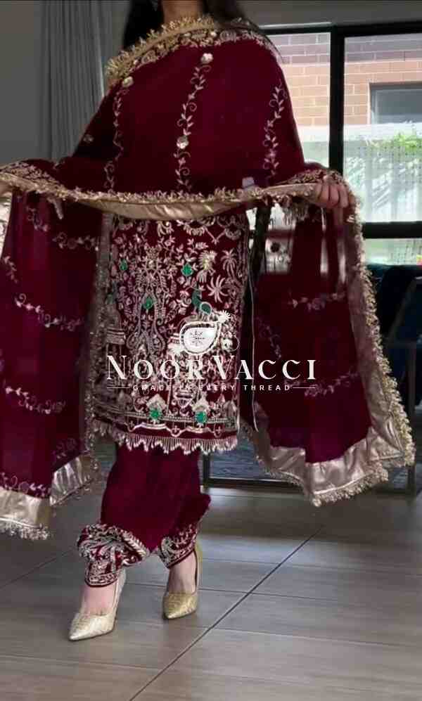 Natural Crepe Embroidered Top with Dhoti Salwar & Dupatta – Full Stitched Party Ensemble - Image 3