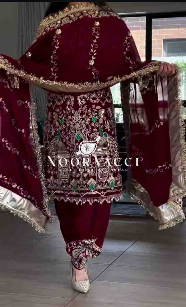 Natural Crepe Embroidered Top with Dhoti Salwar & Dupatta – Full Stitched Party Ensemble - Image 4
