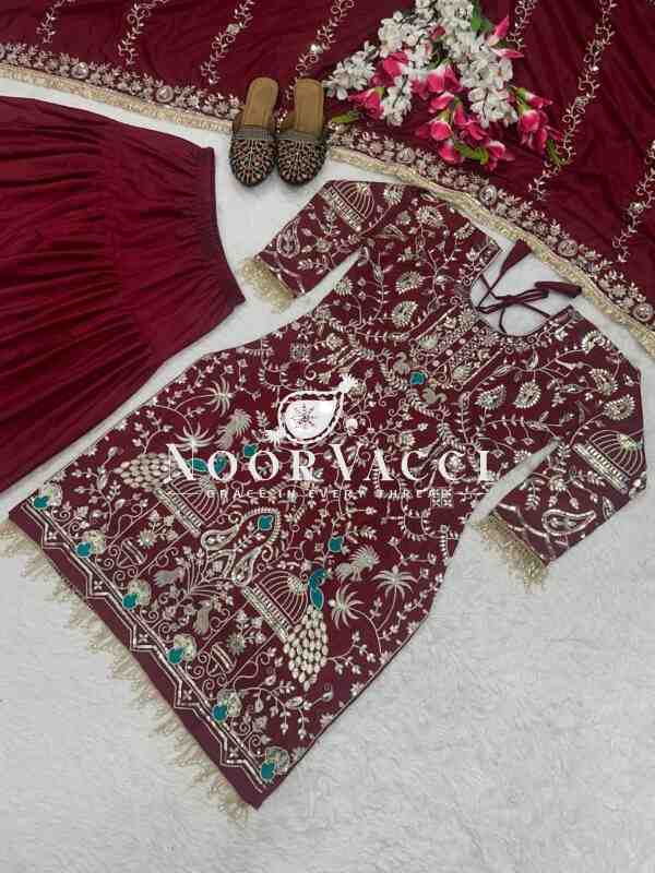 Natural Crepe Embroidered Top with Dhoti Salwar & Dupatta – Full Stitched Party Ensemble - Image 6