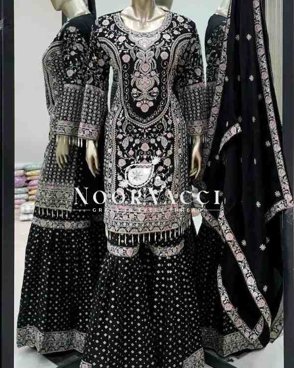 Fox Georgette Embroidered Party Top Pallazo & Dupatta Set - Image 2