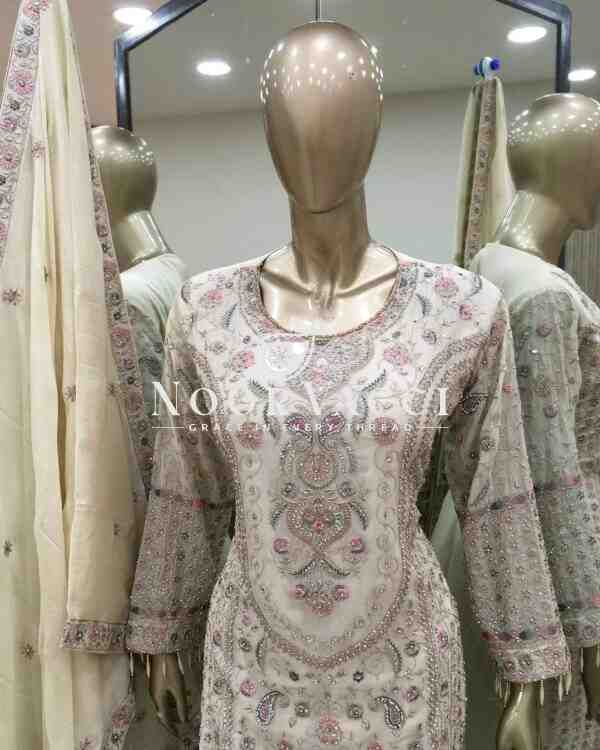 Fox Georgette Embroidered Party Top Pallazo & Dupatta Set - Image 5