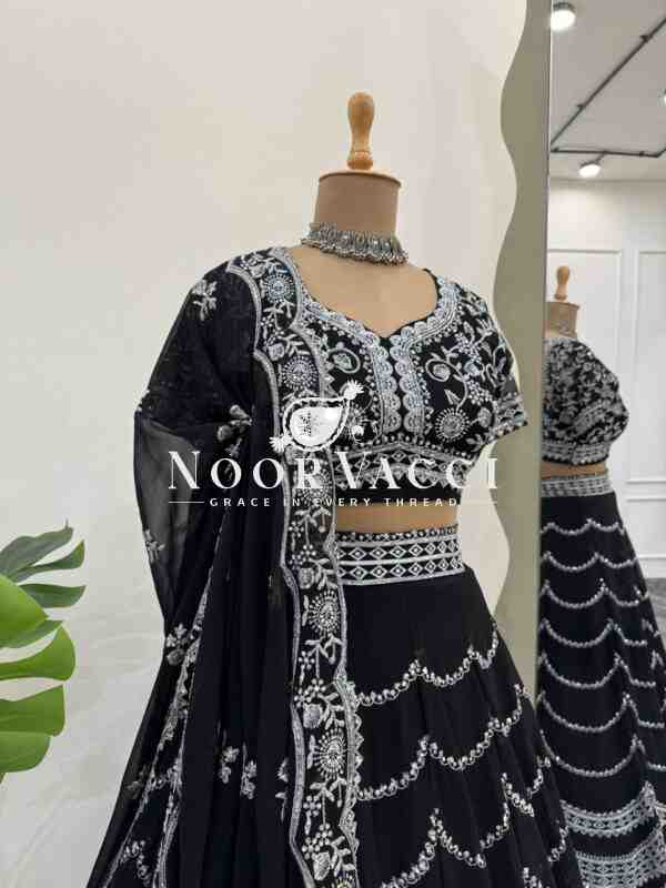 Elegant Semi-Stitched Lehenga Set in Faux Georgette with Thread and Sequin Work - Image 5