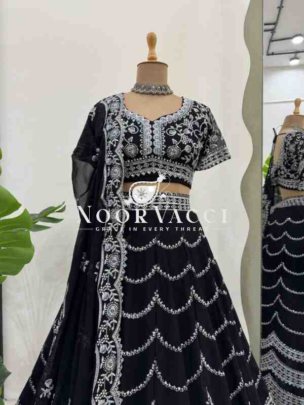Elegant Semi-Stitched Lehenga Set in Faux Georgette with Thread and Sequin Work - Image 4