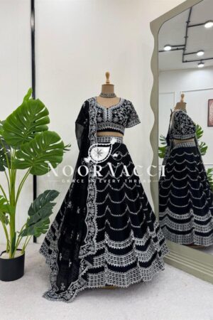 Buy Elegant Semi-Stitched Lehenga Set in Faux Georgette with Thread and Sequin Work