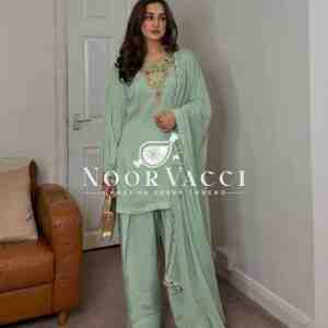 Maska Cotton Embroidered Farshi Salwar Set with Dupatta
