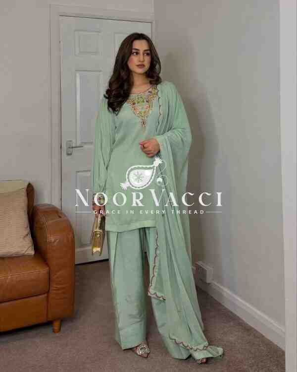 Maska Cotton Embroidered Farshi Salwar Set with Dupatta