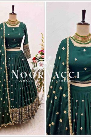 Buy Slub Satin Silk Embroidered Lehenga Choli with Dupatta Set (Semi-Stitched)