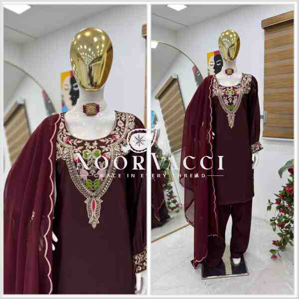 Maska Cotton Embroidered Farshi Salwar Set with Dupatta - Image 2