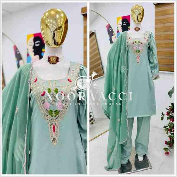 Maska Cotton Embroidered Farshi Salwar Set with Dupatta - Image 2